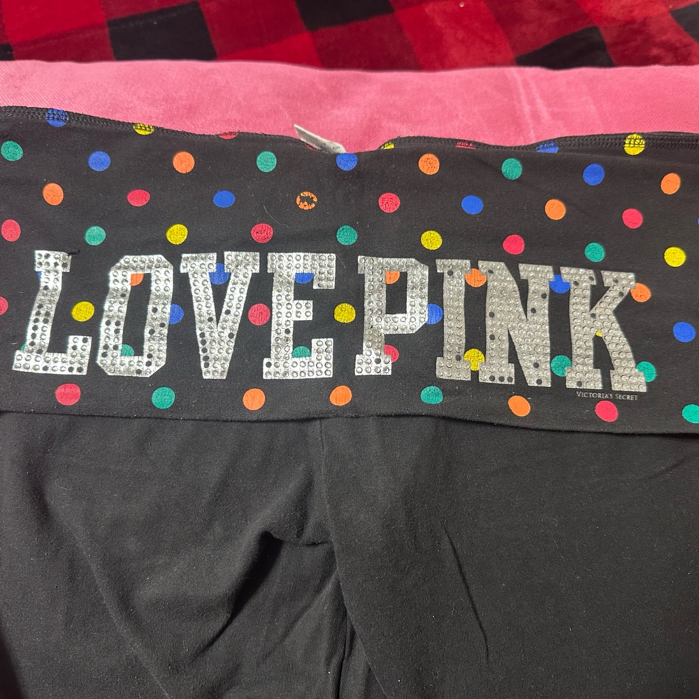 PINK Victoria's Secret Kids Colorful Polka Dot Joggers - Black